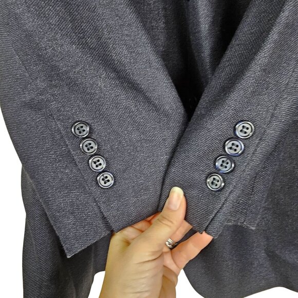 Brooks Brothers Blazer Silk Linen Wool Blend 2 Button Navy Blue Men Size 44L - Picture 12 of 14